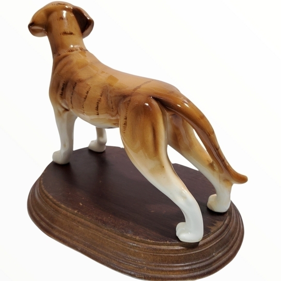 Vintage Ardalt Japan Lenwile fine China Large Great Dane figure with wood stand - Picture 4 of 9